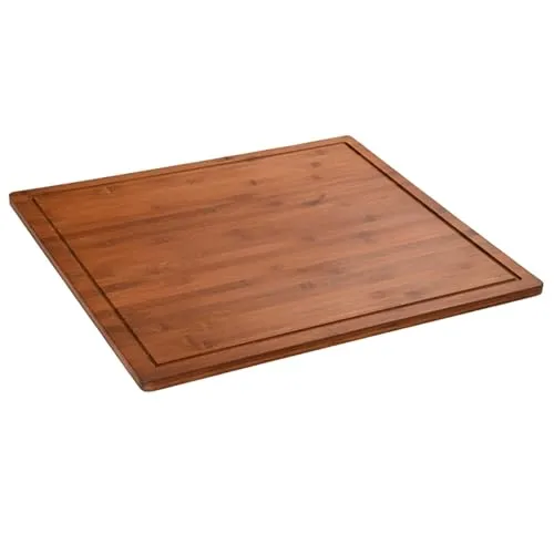 Kesper XXL Herdabdeckplatte aus FSC Bambus 56 x 50 cm in Dunkelbraun - Praktische Herdabdeckplatte und Schneidebrett in einem - Mit Saftrille für sauberes Arbeiten und natürlicher Bambus-Oberfläche schützt sie Ihr Kochfeld vor Spritzern und Kratzern.