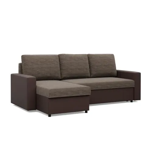 Mebligo - Luna Ecksofa, Schlafsofa mit Liegefunktion - Sofas & Couches, flexibles Schlafsofa mit Liegefunktion und praktischen Containern für zusätzlichen Stauraum