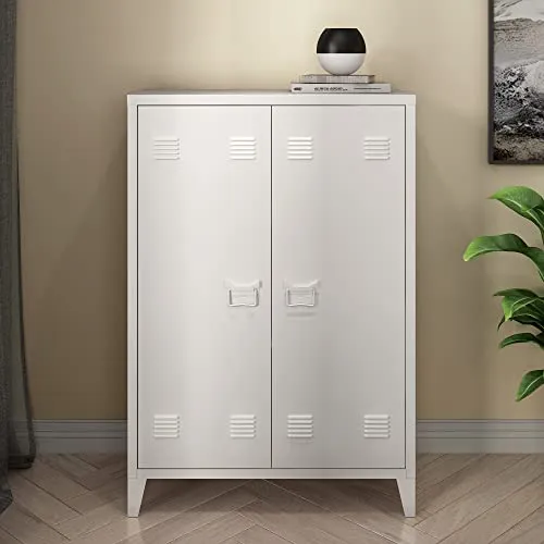 [en.casa] Metallschrank Oripää 110 x 75 x 33 cm – Vielseitiger Aktenschrank mit höhenverstellbaren Ablagen - Vertikale Büro-Aktenschränke mit 2 höhenverstellbaren Einlegeböden für flexible Aufbewahrung und optimaler Luftzirkulation dank Lüftungsschlitzen.