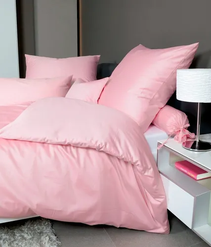 Janine Mako Satin Bettwäsche Uni Colors 155 x 220 cm rosa - Bettwäsche-Set aus hochwertiger Mako-Baumwolle, hautsympathisch und pflegeleicht. Ideal für Wasserbetten, mit erstklassiger Atelierkonfektion und Ökotex-Zertifikat.