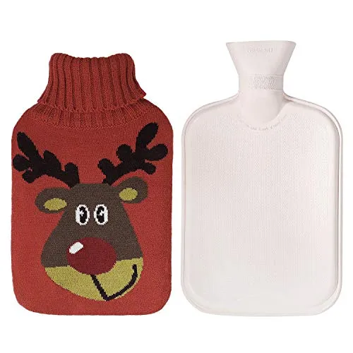Wärmflasche Zubehör Gestrickte Abdeckung Rentiermuster 33 x 20cm Gemütlich Weihn