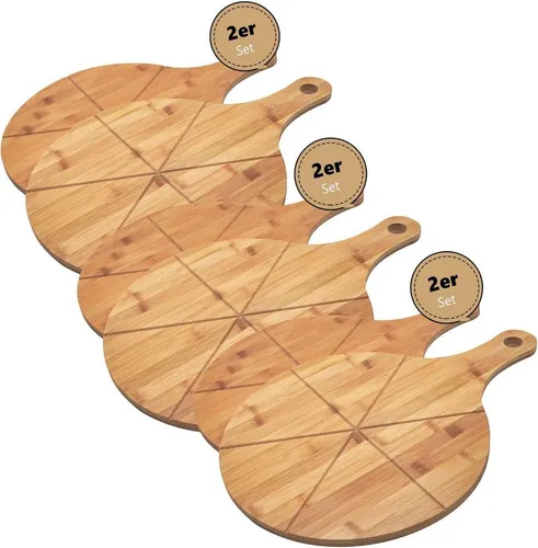 hausleben Pizzaschneidebrett Doppelpack aus Bambus von hausleben