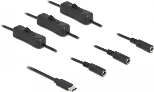 Delock - Netz-Splitter - USB-C (M) bis Gleichstromstecker 5,5 x 2,1 mm (W) - 1,0m - Schwarz (86801)