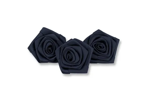 Creativery Streudeko, Satinrosen 6cm zum Basteln & Aufnähen 3 Stück Schwarz