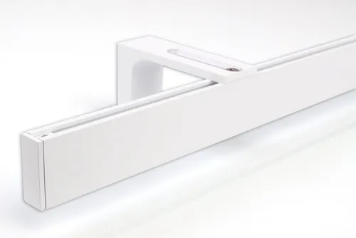 Deco-Raum Gardinenstange Innenlauf eckig, 1-läufig - Hochwertige Gardinenstange aus Metall in Weiß, nach Wunschmaß kürzbar und ideal für Decken- oder Wandmontage. Perfekt für jedes Zuhause!