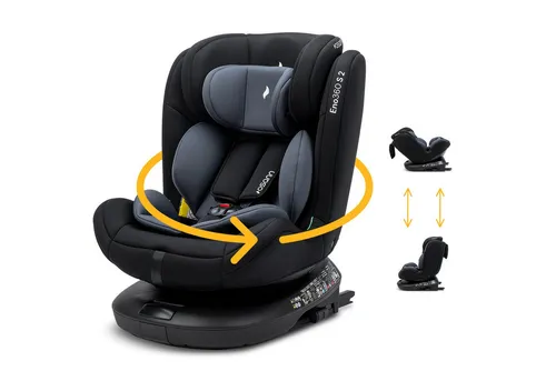 Osann Eno360 S 2 i-Size – Drehbarer Kindersitz 40-150 cm, Schwarz - Der Eno360 S 2 bietet Sicherheit von Geburt an bis 150 cm. Mit drehbarer Funktion und Isofix-Befestigung erleichtert er das Ein- und Aussteigen und passt sich optimal dem Wachstum Ihres Kindes an.