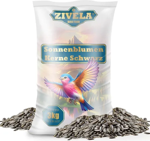 Sonnenblumenkerne Schwarz 3Kg | Schwarze Sonnenblumenkerne für Vögel - , Nährstoffreich und Schmackhaft für Ihre Gefiederten Freunde | 3kg Sonnenblumenkerne Schwarz für Wildvogel