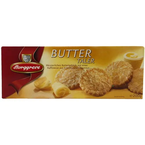 Borggreve Buttertaler Buttergebäck mit Kristallzucker bestreut 200g Packung