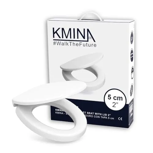 KMINA Toilettensitzerhöhung für Erwachsene mit Absenkautomatik, 5 cm Höhe, Duroplast, Weiß