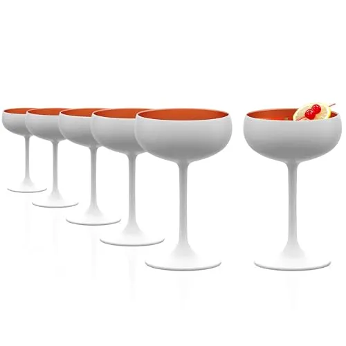 Stölzle Lausitz Elements Sektschalen Weiß/Bronze 6er-Set 230 ml - Sektkelche aus bleifreiem Kristallglas, spülmaschinengeeignet und stoßfest – ideal für stilvolle Anlässe und exquisites Genusserlebnis.