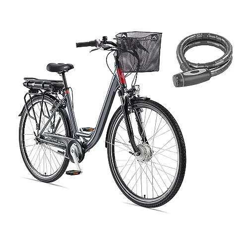 Telefunken E-Bike 28 Zoll Fahrrad für Damen & Herren - E-Bike mit 7-Gang Nabenschaltung und 250 W Frontmotor. Leicht, alltagstauglich und bis zu 100 km Reichweite – inklusive Panzerkabelschloss für zusätzliche Sicherheit.