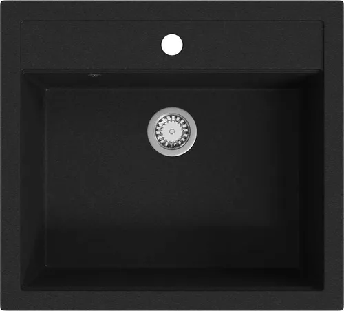 vidaXL Granitspüle Einzelbecken Schwarz - Sanitäranlagen & Zubehör - Elegante und hitzebeständige Granitspüle mit extra tiefem Becken, kratzfest und einfach zu reinigen. Inklusive Siebkörbchen für müheloses Abwaschen.