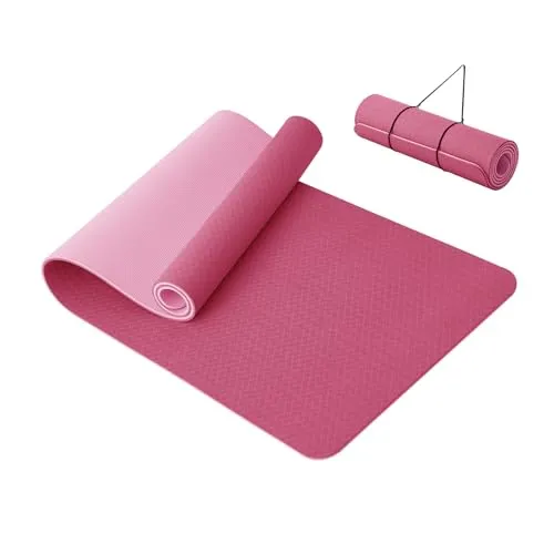 Good Nite Yogamatte, dick, 10 mm, TPE, Yogamatten für Damen und Herren, rutschfeste Gymnastikmatten für Zuhause, Fitness, Workout-Matte, Pilates, 183 x 61 x 1 cm, Rot Pflaume/Rosa