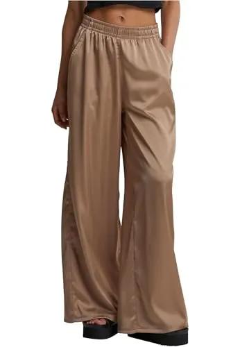 Urban Classics Damen Ladies Satin Wide Leg Pants softtaupe, XS