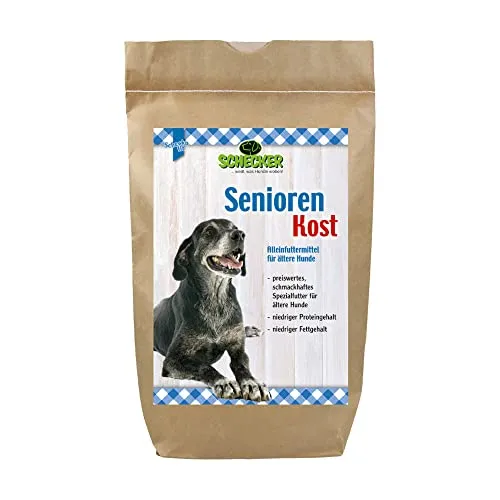 Schecker Senioren Kost für Hunde - 12 kg mit Lachsöl - Hundefutter für ältere Hunde, unterstützt Gelenke mit Grünlippmuscheln und sorgt für glänzendes Fell. Ideal für Senioren mit Zahnproblemen, leicht verdaulich durch Einweichen.