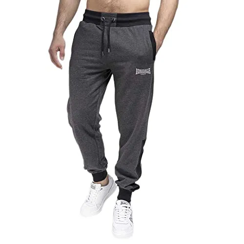 Lonsdale London Heckfield Männer Trainingshose anthrazit S - Streetwear Trainingshose aus hochwertiger Baumwolle, ideal für Sport und Freizeit mit entspannter Passform und mittlerer Bundhöhe.