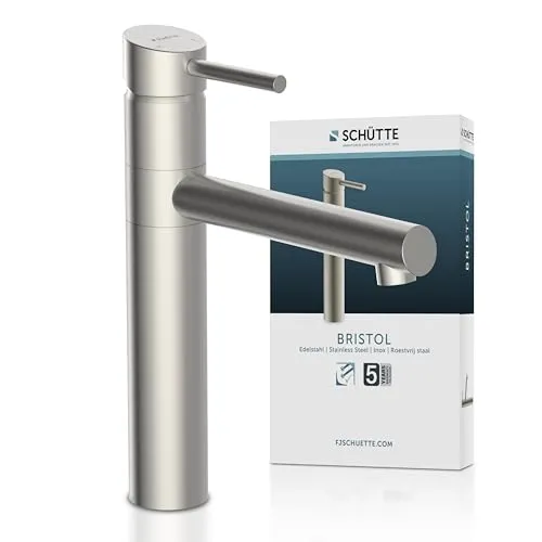 SCHÜTTE Küchenarmatur Edelstahl massiv - 360° schwenkbarer Wasserhahn für die Küche - Hochwertige Armatur aus massivem Edelstahl, korrosionsbeständig und mit keimabweisender Oberfläche. Ideal für Doppelspülbecken, einfach zu montieren und langlebig.