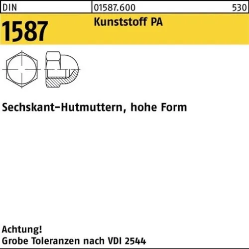 100er PACK(Stk) 001587800000040000 Sechskanthutmutter DIN 1587 M 4 Polyamid nat
