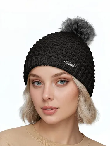 Neverless Strickmütze Damen Strickmütze Perlstrickmuster Pudelmütze Wintermütze ohne