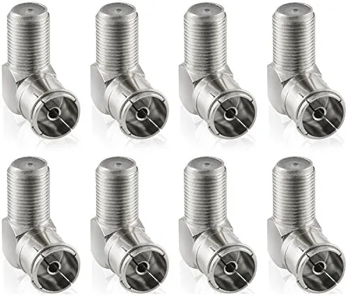 POPPSTAR 8x SAT-Winkel-Adapter (Antennen Winkeladapter 90 Grad gewinkelt) (Coax F-Buchse auf IEC Antennenbuchse) Winkelstecker für Koaxialkabel - Antennenkabel