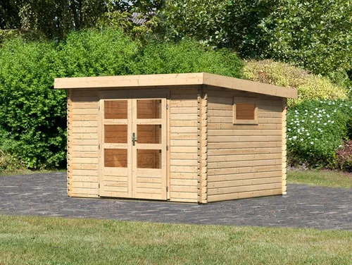 Gartenhaus Karibu Tossens 3 – 317 x 333 cm natur - Gartenhaus aus hochwertigem Holz mit Pultdach, ideal für Gartenlagerung und Freizeitgestaltung, perfekt für jeden Garten.