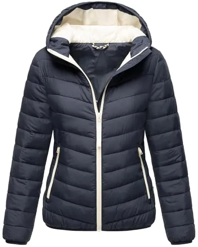 MARIKOO Damen Winterjacke B994 - Steppjacke mit Kapuze und integriertem Beutel - Funktionsjacken für Damen, ideal für kaltes Wetter mit wärmespeichernder Funktion und praktischem Design für optimalen Komfort und Stil.