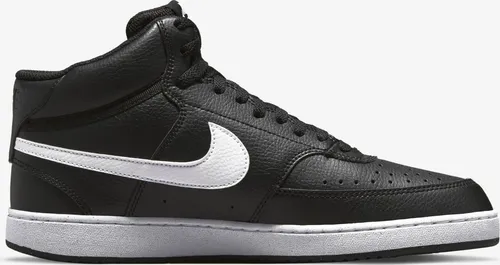 Nike Herren Court Vision Mid Next Nature Basketball Shoe - Schwarz/Weiß, 44.5 EU - Herren-Sneaker mit robuster Gummi-Außensohle und gepolstertem Schuhkragen für optimalen Komfort und Style auf dem Court.