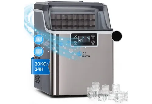 Klarstein Eiswürfelmaschine - Schnelle Mini Eismaschine für Zuhause und Camping - Eiswürfelmaschinen für große und kleine klare Eiswürfel, selbstreinigend und hygienisch, produziert bis zu 20 kg Eis in 24 Stunden.