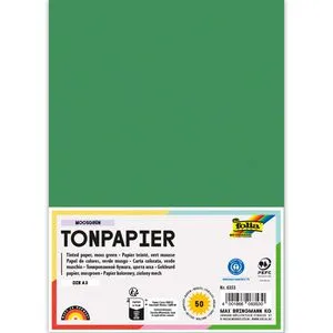 Folia Tonpapier 6353, A3, moosgrün, 130g/m², 50 Blatt