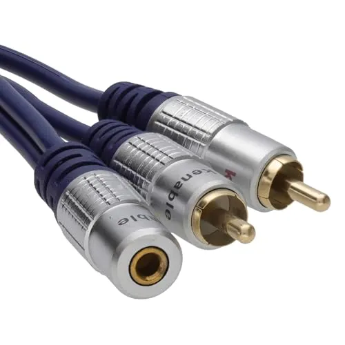 kenable Reines Kupfer 3,5 mm Stereo Klinkenstecker Buchse Zum 2 Cinch Stecker Audio Verlängerung Kabel Vergoldeten 0,5 m [0.5 Meter/0,5m]