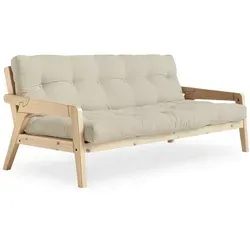 Karup Design Schlafsofa mit Futonmatratze, beige - Sofa und Bett in einem: FSC®-zertifiziertes Massivholz, einfache Umwandlung vom Sofa zum Twin-Size-Bett, inklusive bequemer Futonmatratze, ideal für kleine Räume.