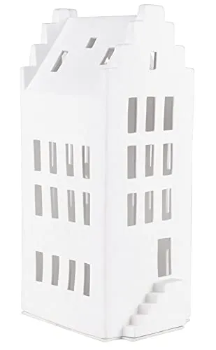 Räder Großes Lichthaus Giebeldach 11,5 x 15,5 x 31,5 cm - Teelichthalter aus hochwertigem Porzellan, schafft eine warme Wohlfühlatmosphäre und ist perfekt als Weihnachtsdeko oder für jede Jahreszeit.