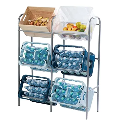 Ribelli Flaschenkastenregal für genormte Getränkekisten,Euroboxen o. Klappboxen - Getränkekistenregal aus grau lackiertem Stahlrohrgestell - Anzahl Kisten (6 Kisten grau)