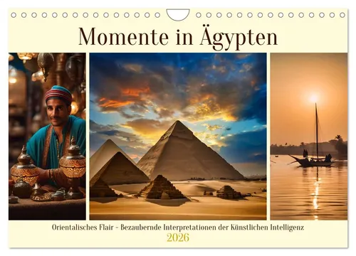 Momente in Ägypten Wandkalender 2026 DIN A4 quer - Hochwertiger Fotokalender mit 12 beeindruckenden Bildern aus Ägypten. Robuste Spiralbindung sorgt für einfache Handhabung. Perfekt als Geschenk für jeden Anlass!