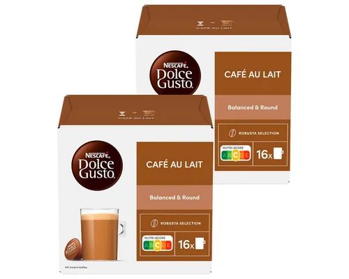 NESCAFE Kaffee, Nescafe Dolce Gusto Cafe Au Lait 2x16 Pods Kaffeegenuss 2er Pack