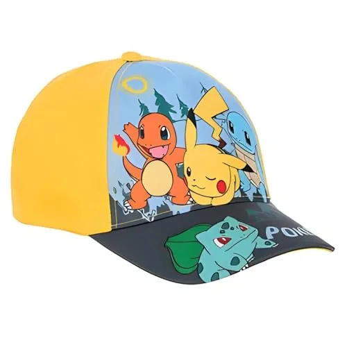 Pokemon Pikachu Cap Kinder Jungen Basecap Größe 52 54 Blau oder Gelb Schirmkappe