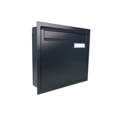 Letterbox24 Durchwurfbriefkasten A-03 Anthrazit - Zaun Durchwurfbriefkasten in RAL 7016, wetterfest und DIN A4 konform – für eine einfache und knickfreie Postentnahme von hinten.