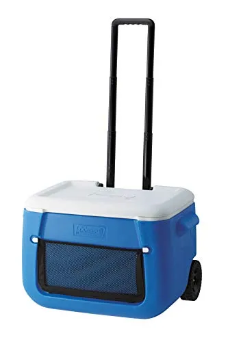 Coleman Kühlbox 50QT mit Rädern - Kühlbox mit 47L Fassungsvermögen und 3 Tagen Kühlleistung, ideal für Camping und Ausflüge – bequem transportierbar dank integrierter Räder.