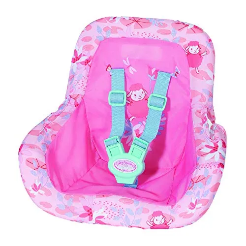 Baby Annabell Active Autositz Zubehör, Puppen Autositz für 36 und 43 cm große Puppen mit 3-Punkt-Gurt, rosa blau, 705964, Zapf Creation