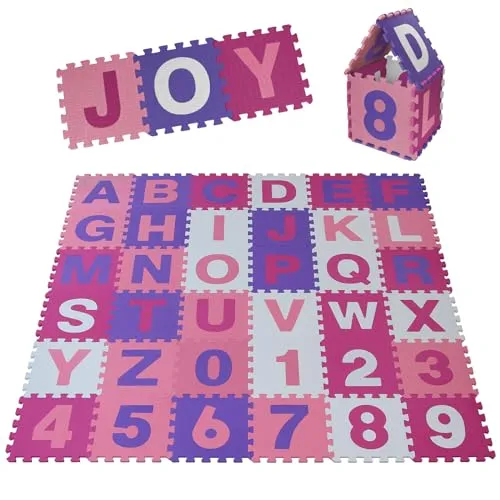 ALPIDEX Kinder Puzzlematten 86-teilig | Spielteppich für kreative Entfaltung - Bunte Puzzlematten aus robustem EVA-Schaumstoff, ideal für drinnen und draußen. Fördert spielerisch die Feinmotorik und Kreativität der Kinder durch abnehmbare Buchstaben und Zahlen. Inkl. 36 Teile für eine große Spielfläche.