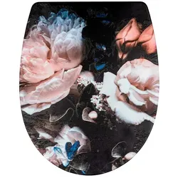 WENKO WC-Sitz Peony, antibakterieller Toilettensitz mit Absenkautomatik - WC-Sitz aus bruchsicherem Duroplast mit hygienischer Relief-Oberfläche. Die Easy-Close Absenkautomatik schließt sanft und leise, ideal für ein modernes Badezimmer.