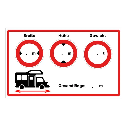 Wohnmobil Aufkleber 10x6 cm bSticker Camper Länge Breite Höhe