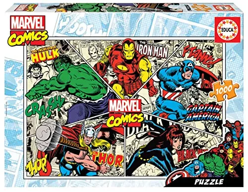 Carletto 9218498 - Educa Marvel Comics Puzzle, 1000 Teile, inklusive Fix-Puzzle-Kleber und ideal für Fans und Puzzle-Liebhaber