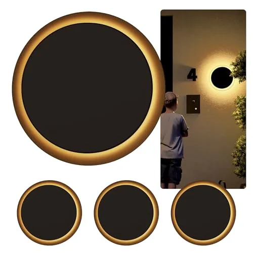 SSC-LUXon 4er Set IRELIA runde Wandlampe Ø 30cm indirektes Licht warmweiß/neutralweiß/kaltweiß - Wandleuchte schwarz Innen & Außen IP65