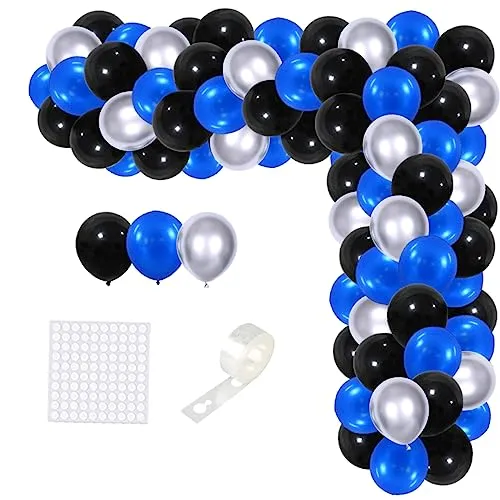 Blau Schwarz Silber Ballon Girlande Kit - Schwarz Blau Metallic Silber Ballons Video Gaming Party Zubehör für Geburtstag Ruhestand Graduierung Party Dekorationen