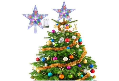Jibenhome Christbaumspitze 31 LEDs Christbaumspitze Baumspitze Stern 8 Blinkmodi Sternenlicht, RGB Weihnachtsbaumspitze Batteriebetrieben Dekoration