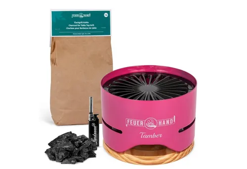 Landwiesen Holzkohlegrill Feuerhand Tamber Tischgrill + 1 kg