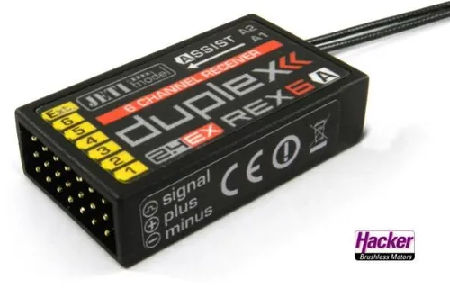 Jeti REX 6 (Assist) 6-Kanal Empfänger - 2,4GHz mit integriertem Stabilisationssystem, ideal für Flächenmodelle und Multicopter, erleichtert das Fliegen in schwierigen Bedingungen