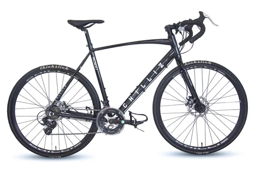 CHILLIZ Rennrad 28 Zoll RDB2.1 schwarz-glänzend, 14 Gänge - Erleben Sie Fahrspaß mit dem CHILLIZ Rennrad: Ausgestattet mit langlebigen WTB Thickslick Reifen für optimalen Rollwiderstand und präziser SHIMANO Schaltung. Ideal für sportliche Ausfahrten!