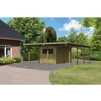 Karibu Doppelcarport Eco - Robuster Carport aus Nadelholz mit wetterfestem PVC-Dach, idealer Schutz für Ihr Fahrzeug vor Witterungseinflüssen.